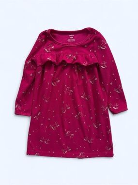 Carter’s Fleece Unicorn Nightgown in Pink Toddler Girls 2T-3T Long Sleeve Ruffle